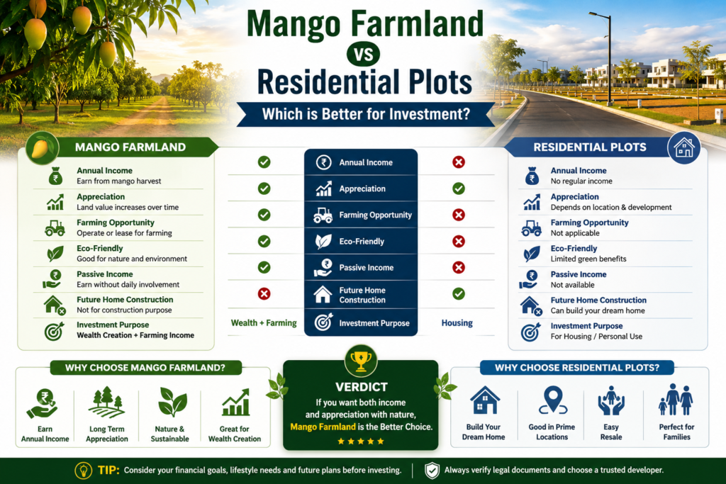 Mango Farmland vs Residential Plots: Which is Better for Investment?